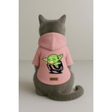 monopetz Baskılı İçi Polarlı Köpek Ve Kedi Kıyafeti & Elbisesi - Pembe Renk Kapüşonlu Hoodie B729A 4Xl