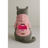 Monopetz Baskılı İçi Polarlı Köpek ve Kedi Kıyafeti & Elbisesi - Pembe Renk Kapüşonlu Hoodie B7CCB, XL
