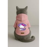 monopetz Baskılı İçi Polarlı Köpek Ve Kedi Kıyafeti & Elbisesi - Pembe Renk Kapüşonlu Hoodie B9357 4Xl