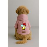 Monopetz Baskılı İçi Polarlı Köpek ve Kedi Kıyafeti & Elbisesi - Pembe Renk Kapüşonlu Hoodie B94BB, 6XL