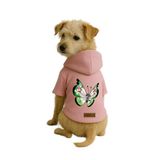 Monopetz Baskılı İçi Polarlı Köpek ve Kedi Kıyafeti & Elbisesi - Pembe Renk Kapüşonlu Hoodie B98A7, M