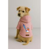 monopetz Baskılı İçi Polarlı Köpek Ve Kedi Kıyafeti & Elbisesi - Pembe Renk Kapüşonlu Hoodie B9989 5Xl