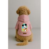 monopetz Baskılı İçi Polarlı Köpek Ve Kedi Kıyafeti & Elbisesi - Pembe Renk Kapüşonlu Hoodie Bd517 4Xl