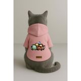 Monopetz Baskılı İçi Polarlı Köpek ve Kedi Kıyafeti & Elbisesi - Pembe Renk Kapüşonlu Hoodie BF9BB, 4XL