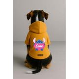monopetz Baskılı İçi Polarlı Köpek Ve Kedi Kıyafeti & Elbisesi - Sarı Renk Kapüşonlu Hoodie B1C8D 4Xl