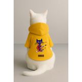 monopetz Baskılı İçi Polarlı Köpek Ve Kedi Kıyafeti & Elbisesi - Sarı Renk Kapüşonlu Hoodie B3347 5Xl