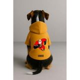 Monopetz Baskılı İçi Polarlı Köpek ve Kedi Kıyafeti & Elbisesi - Sarı Renk Kapüşonlu Hoodie B61CE, 3XL