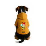 Monopetz Baskılı İçi Polarlı Köpek ve Kedi Kıyafeti & Elbisesi - Sarı Renk Kapüşonlu Hoodie B94BB, 3XL