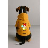 Monopetz Baskılı İçi Polarlı Köpek ve Kedi Kıyafeti & Elbisesi - Sarı Renk Kapüşonlu Hoodie B94BB, 4XL