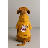 Monopetz Baskılı İçi Polarlı Köpek ve Kedi Kıyafeti & Elbisesi - Sarı Renk Kapüşonlu Hoodie B9B02, M