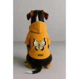 Monopetz Baskılı İçi Polarlı Köpek ve Kedi Kıyafeti & Elbisesi - Sarı Renk Kapüşonlu Hoodie B9D44, 4XL