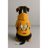 Monopetz Baskılı İçi Polarlı Köpek ve Kedi Kıyafeti & Elbisesi - Sarı Renk Kapüşonlu Hoodie B9D44, 6XL