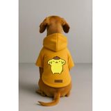 Monopetz Baskılı İçi Polarlı Köpek ve Kedi Kıyafeti & Elbisesi - Sarı Renk Kapüşonlu Hoodie BB6E2, 4XL