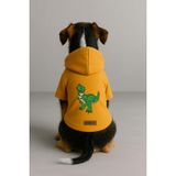Monopetz Baskılı İçi Polarlı Köpek ve Kedi Kıyafeti & Elbisesi - Sarı Renk Kapüşonlu Hoodie BDFBE, XL
