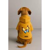 Monopetz Baskılı İçi Polarlı Köpek ve Kedi Kıyafeti & Elbisesi - Sarı Renk Kapüşonlu Hoodie BE008, M