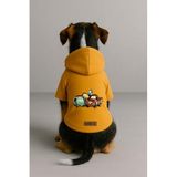Monopetz Baskılı İçi Polarlı Köpek ve Kedi Kıyafeti & Elbisesi - Sarı Renk Kapüşonlu Hoodie BF9BB, 3XL