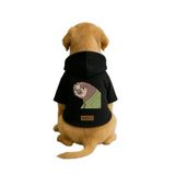 Monopetz Baskılı İçi Polarlı Köpek ve Kedi Kıyafeti & Elbisesi - Siyah Renk Kapüşonlu Hoodie B2065, 6XL