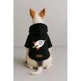 monopetz Baskılı İçi Polarlı Köpek Ve Kedi Kıyafeti & Elbisesi - Siyah Renk Kapüşonlu Hoodie B6683 Xl