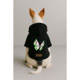 Monopetz Baskılı İçi Polarlı Köpek ve Kedi Kıyafeti & Elbisesi - Siyah Renk Kapüşonlu Hoodie B98A7, XL