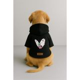 monopetz Baskılı İçi Polarlı Köpek Ve Kedi Kıyafeti & Elbisesi - Siyah Renk Kapüşonlu Hoodie Ba303 4Xl