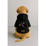 monopetz Baskılı İçi Polarlı Köpek Ve Kedi Kıyafeti & Elbisesi - Siyah Renk Kapüşonlu Hoodie Ba634 3Xl