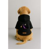 monopetz Baskılı İçi Polarlı Köpek Ve Kedi Kıyafeti & Elbisesi - Siyah Renk Kapüşonlu Hoodie Ba634 4Xl