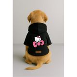 monopetz Baskılı İçi Polarlı Köpek Ve Kedi Kıyafeti & Elbisesi - Siyah Renk Kapüşonlu Hoodie Ba714 5Xl