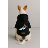 Monopetz Baskılı İçi Polarlı Köpek ve Kedi Kıyafeti & Elbisesi - Siyah Renk Kapüşonlu Hoodie BAAE1, 5XL