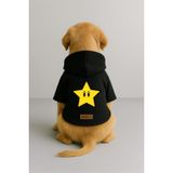 monopetz Baskılı İçi Polarlı Köpek Ve Kedi Kıyafeti & Elbisesi - Siyah Renk Kapüşonlu Hoodie Bb09B Xl