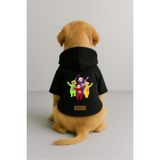 Monopetz Baskılı İçi Polarlı Köpek ve Kedi Kıyafeti & Elbisesi - Siyah Renk Kapüşonlu Hoodie BCD2E, 2XL