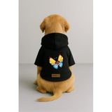 Monopetz Baskılı İçi Polarlı Köpek ve Kedi Kıyafeti & Elbisesi - Siyah Renk Kapüşonlu Hoodie BE008, 3XL
