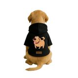 Monopetz Baskılı İçi Polarlı Köpek ve Kedi Kıyafeti & Elbisesi - Siyah Renk Kapüşonlu Hoodie BF473, 6XL