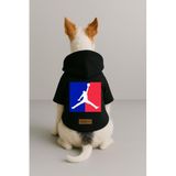 Monopetz Baskılı İçi Polarlı Köpek ve Kedi Kıyafeti & Elbisesi - Siyah Renk Kapüşonlu Hoodie BF643, XL