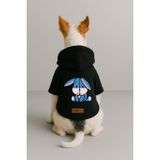 Monopetz Baskılı İçi Polarlı Köpek ve Kedi Kıyafeti & Elbisesi - Siyah Renk Kapüşonlu Hoodie BF963, 5XL
