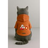 Monopetz Baskılı İçi Polarlı Köpek ve Kedi Kıyafeti & Elbisesi - Turuncu Renk Kapüşonlu Hoodie B09E9, XL