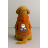 Monopetz Baskılı İçi Polarlı Köpek ve Kedi Kıyafeti & Elbisesi - Turuncu Renk Kapüşonlu Hoodie B1331, 2XL