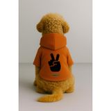 Monopetz Baskılı İçi Polarlı Köpek ve Kedi Kıyafeti & Elbisesi - Turuncu Renk Kapüşonlu Hoodie B5429, 2XL