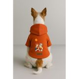 Monopetz Baskılı İçi Polarlı Köpek ve Kedi Kıyafeti & Elbisesi - Turuncu Renk Kapüşonlu Hoodie B6862, XS