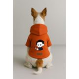 monopetz Baskılı İçi Polarlı Köpek Ve Kedi Kıyafeti & Elbisesi - Turuncu Renk Kapüşonlu Hoodie B692C 3Xl