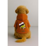 monopetz Baskılı İçi Polarlı Köpek Ve Kedi Kıyafeti & Elbisesi - Turuncu Renk Kapüşonlu Hoodie B75Ad 4Xl
