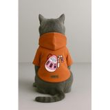 Monopetz Baskılı İçi Polarlı Köpek ve Kedi Kıyafeti & Elbisesi - Turuncu Renk Kapüşonlu Hoodie B9B02, 6XL