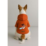 Monopetz Baskılı İçi Polarlı Köpek ve Kedi Kıyafeti & Elbisesi - Turuncu Renk Kapüşonlu Hoodie BAAE1, 4XL