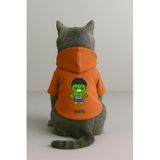 monopetz Baskılı İçi Polarlı Köpek Ve Kedi Kıyafeti & Elbisesi - Turuncu Renk Kapüşonlu Hoodie Bfdfc 5Xl