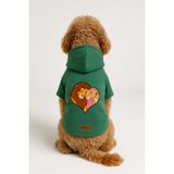 monopetz Baskılı İçi Polarlı Köpek Ve Kedi Kıyafeti & Elbisesi - Yeşil Renk Kapüşonlu Hoodie B752E 5Xl