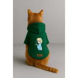 monopetz Baskılı İçi Polarlı Köpek Ve Kedi Kıyafeti & Elbisesi - Yeşil Renk Kapüşonlu Hoodie B759D 3Xl
