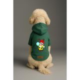 Monopetz Baskılı İçi Polarlı Köpek ve Kedi Kıyafeti & Elbisesi - Yeşil Renk Kapüşonlu Hoodie B94BB, 4XL