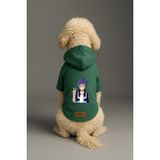 Monopetz Baskılı İçi Polarlı Köpek ve Kedi Kıyafeti & Elbisesi - Yeşil Renk Kapüşonlu Hoodie B9642, 5XL