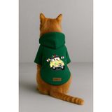 Monopetz Baskılı İçi Polarlı Köpek ve Kedi Kıyafeti & Elbisesi - Yeşil Renk Kapüşonlu Hoodie B9785, 6XL