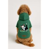 monopetz Baskılı İçi Polarlı Köpek Ve Kedi Kıyafeti & Elbisesi - Yeşil Renk Kapüşonlu Hoodie B9F16 Xl