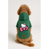 monopetz Baskılı İçi Polarlı Köpek Ve Kedi Kıyafeti & Elbisesi - Yeşil Renk Kapüşonlu Hoodie Ba714 2Xl